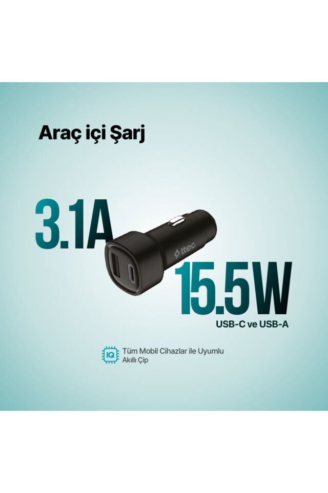SmartCharger Duo 3.1A Araç Şarj Aleti USB-C+USB-A 2CKS35S