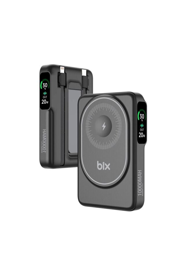 Tpb16 10.000 Mah Oled Ekranlı Manyetik Kablosuz Powerbank 20w Pd Hızlı Şarj Ve 15w Magsafe Siyah