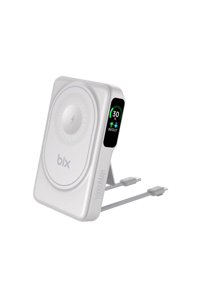 Tpb16 10.000 Mah Oled Ekranlı Manyetik Kablosuz Powerbank 20w Pd Hızlı Şarj Ve 15w Magsafe Beyaz