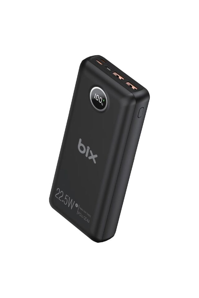 Pb201 Üç Portlu 20000mah 22.5w Hızlı Şarj 4.0 Pd Giriş/çıkışlı Led Göstergeli Powerbank Siyah