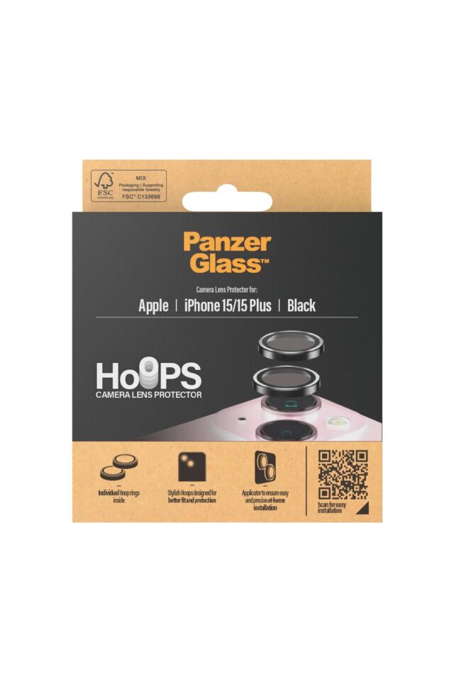 PP Rings iPhone 15/15 Plus Black Kamera Koruyucu